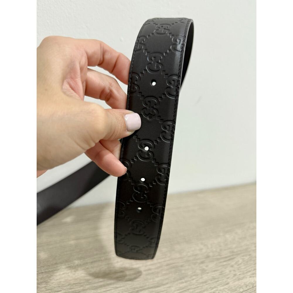 Gucci Interlocking Silver Gg Buckle Embossed Leat… - image 4